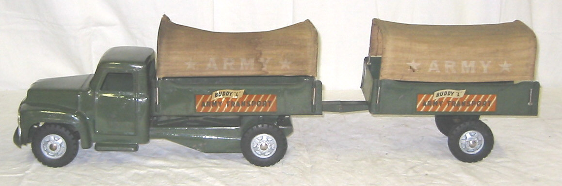 Buddy L Army transport w-pup tent trailer